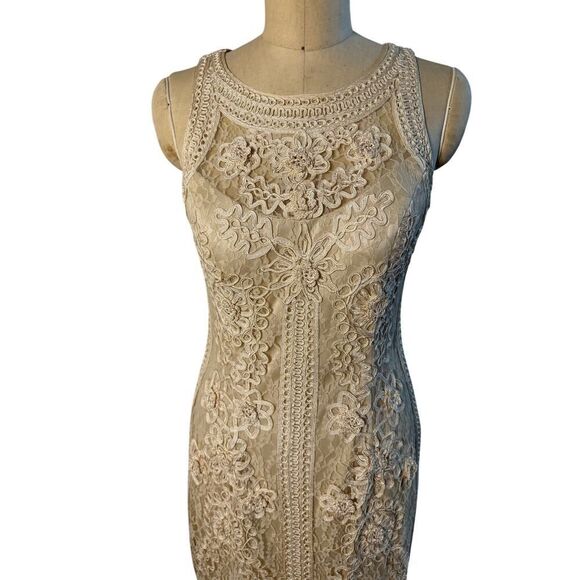 Sue Wong Nocturne Ivory Lace Dress Size 10 EUC Designer - Picture 2 of 8